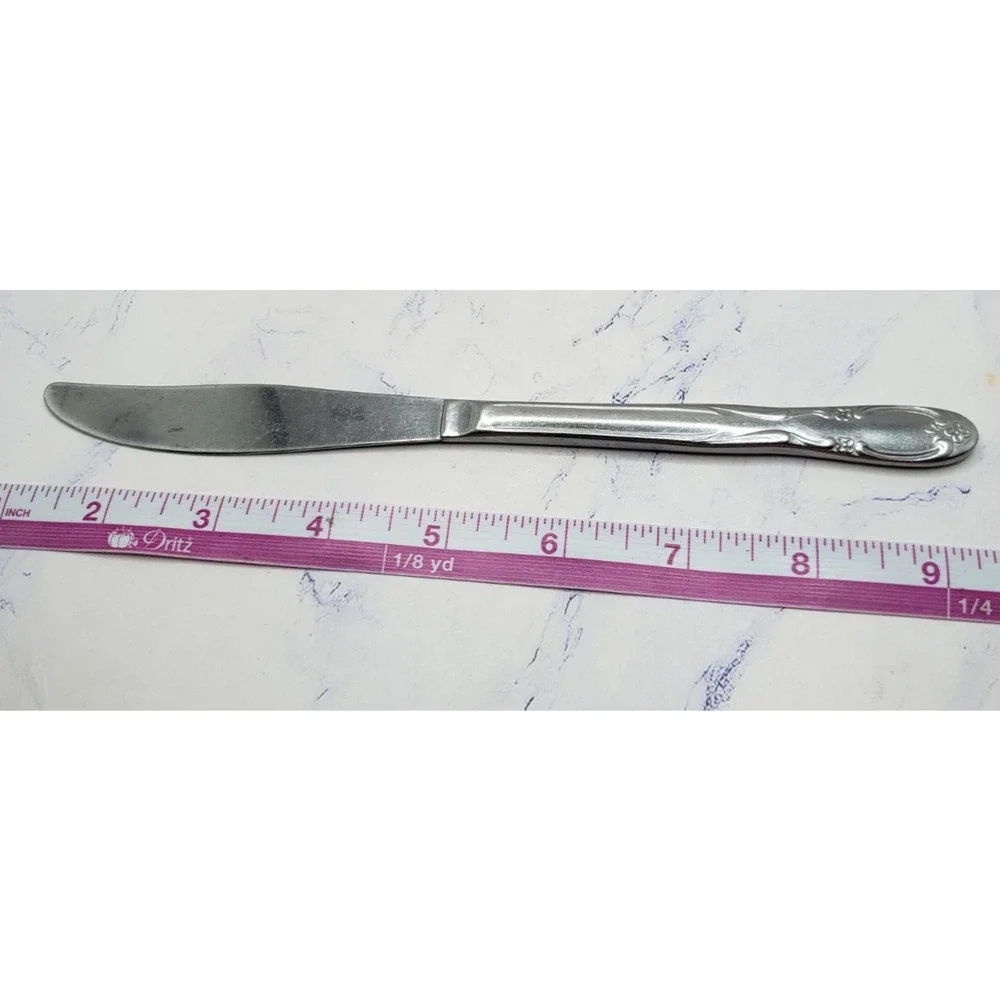 Stainless Steel 8 Inch Floral Pattern Flatware Butter Knife